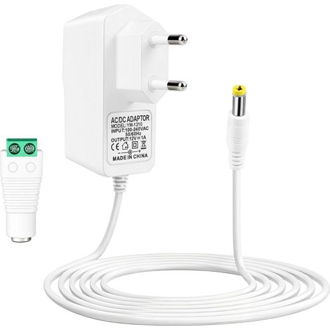 12V 1A Alimentation avec Sortie 5.5x2.5mm pour LED COB Bandes Transformateur AC 100-240V vers DC 12V, 12W Adaptateur Secteur pour Routeurs, Enceintes, TV Box, CCTV Caméras, 1.5M (1/5)