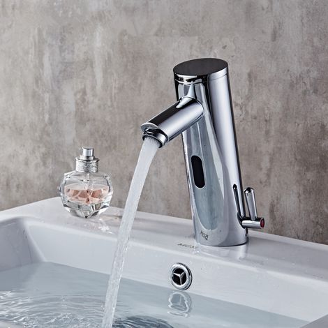 Robinet de Lavabo Intelligent à Capteur , Mitigeur Automatique Sans Contact pour Salle de Bain avec Réglage de Température et Débit, Économiseur d'Eau Hygiénique, Installation Facile