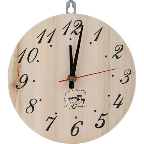Horloge de Sauna de 8 Pouces, Horloge Murale en Bois Horloge Ronde Analogique Minuterie Décorative pour Accessoire de Sauna Salle de Sauna Décor à la Maison (1/5)
