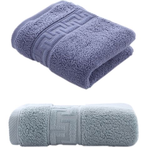 2 serviettes éponge, 34 x 74 cm, coton, multicolore, salle de bain cuisine spa (1/5)