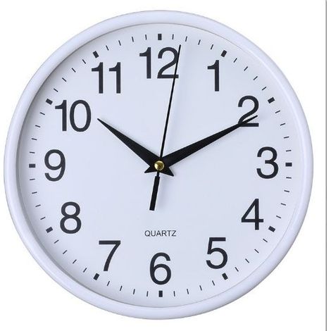 Horloge murale en plastique - 20 cm - Chiffres arabes - Horloge murale silencieuse - À quartz - Pour l'école, le bureau, le salon (1/4)