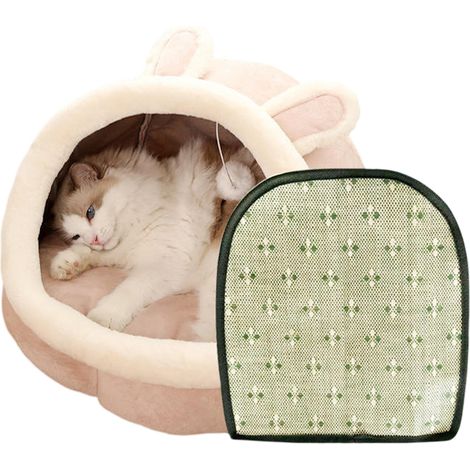 Niche Pour Chat - Lit Grotte En Peluche Lavable - Pour Chat Intérieur - Confortable Et Doux - 1 Pièce (1/5)