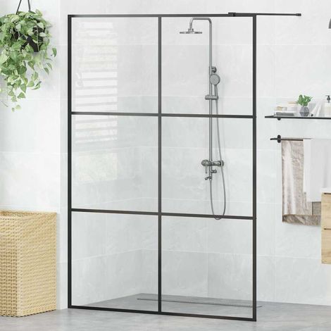 Paroi de douche avec verre ESG transparent 140x195 cm Noir (1/5)
