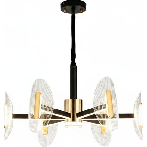 Suspension LED moderne 8 lumières, lampe suspendue design métal et acrylique, Ø68cm, changement 3 couleurs, plafonnier pour salon, salle à manger et chambre (1/5)
