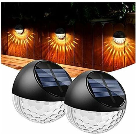 LED Lampe Solaire Murale Applique Extérieur Étanche IP65 Lumière Blanc Chaud, Éclairage Mural Lampe Extérieur Décorative de Jardin Clôture Terrasse Porte d'entrée Escalier Cour Allée Chemin 2 Pcs (1/5)