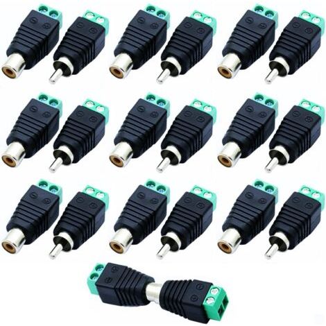 20 Pièces Adaptateur de Connecteur Audio/Vidéo RCA Mâle et Femelle Vers Borne à Vis AV (10 Pièces Mâle et 10 Pièces Femelle) (1/5)
