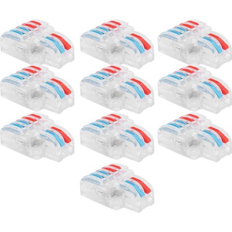 LT-422 Schnellverbinder, 10er-Packung, 2-in 4-out Drahtklemme, Hebelverbinder, mehrfarbiges Kabel, lötfrei, für die Hausinstallation. (1/5)