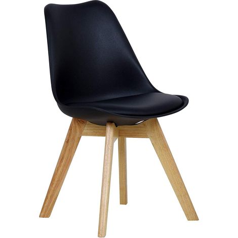 WOLTU 1 x Esszimmerstuhl 1 Stück Esszimmerstuhl Design Stuhl Küchenstuhl Holz Schwarz (1/5)