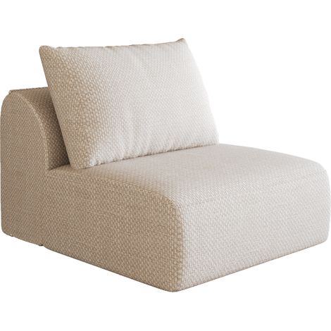 Gerades Sofa 1-Sitzer aus Stoff, Tiefe Sitzfläche und weiche Struktur, Weiß (1/5)