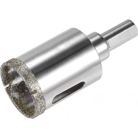 Broca de diamante con punta de posicionamiento, sierra de corona para vidrio - diámetro del vástago 10 mm, diámetro 30 mm, profundidad del orificio 36 mm