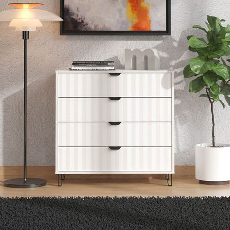 Cassettiera Maggiora, 4 Cassetti, Apertura Scorrevole, Chiusura Scorrevole, 93x40x90h cm Bianco (1/5)