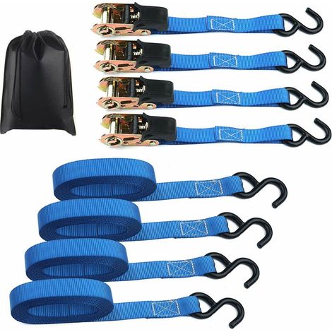 Sangles à cliquet - Kit de 4 sangles à cliquet, sangles de 5 m avec tendeur à cliquet Sangles à cliquet pour remorques, caravanes, vélos, mobilité (1/5)