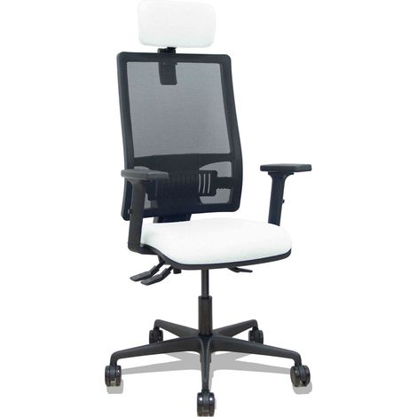 Silla Bormate asincro malla negra asiento bali blanco brazos 2D ruedas 65mm cabecero regulable