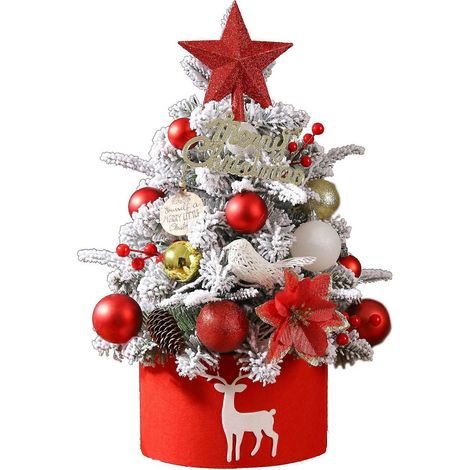 45 cm Miniatur-Weihnachtsbaum, kleiner Tisch-Weihnachtsbaum, Geschenkdekoration (rot) (1/5)