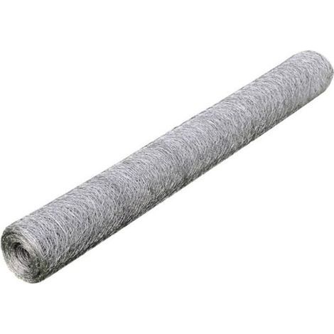 Grillage à poules 25 m, hauteur 50 cm, mailles fines 13 mm, acier galvanisé, pour volière, lapins et protection contre les nuisibles, argent (1/5)