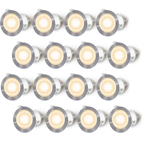 Lot de 16 spots LED encastrables étanches IP67 – Lumière blanc chaud 2700K – Pour terrasse bois et béton – Résistance jusqu'à 100 kg - DC12V (1/5)