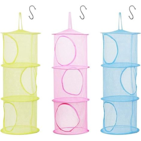 3-teiliges Aufbewahrungsnetz für Kinder – Rot, Blau, Grün – Nylon und Edelstahl – 27 cm x 82 cm (1/4)
