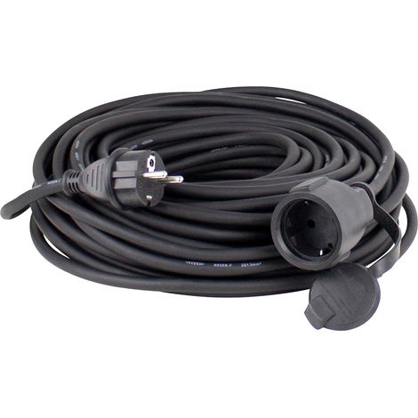 1 Rallonge Câble H05RR-F 3G1,5 IP44 Noir Extérieur Jardin Tondeuse (1/5)