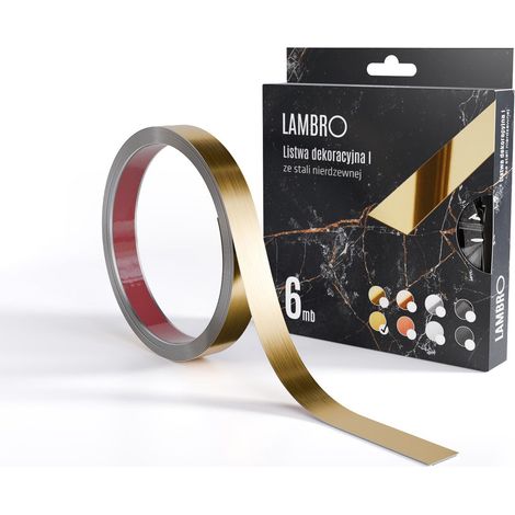 Ilcom striscia decorativa I autodesiva in acciaio inossidabile  20mm x 6000mm x 0,35mm  - Oro satinato (1/3)