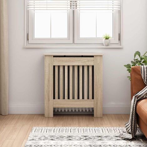 Cache-radiateur avec étagère en MDF à lattes verticales 78 x 19 x 81,5 cm - PANGIVO (1/5)
