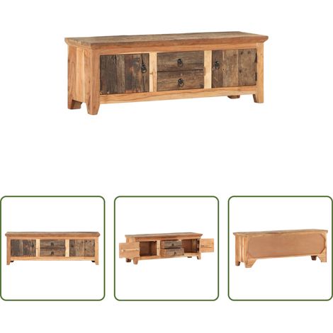Bois d'acacia - Meuble TV 120x30x40 cm Bois d'acacia et de récupération massif (1/5)