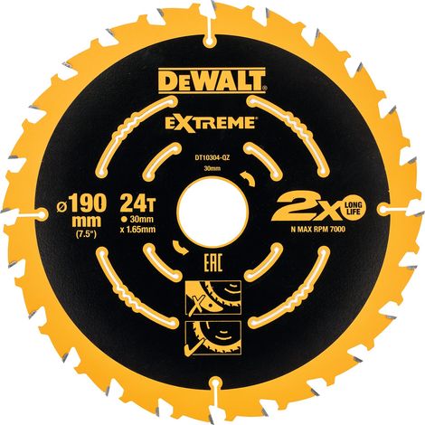 Dewalt – Set de 3 lames de scie circulaire 190 mm – 24 dents pour bois dur et stratifié – Épaisseur 1,65 mm – Compatible avec machines 30 mm