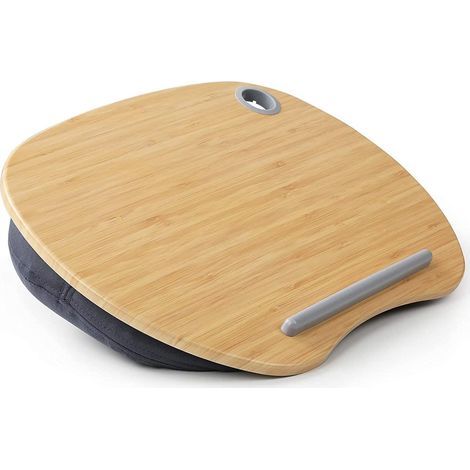 Blue - Laptop stand with cushion and bamboo platform for use on beds (1/5)
