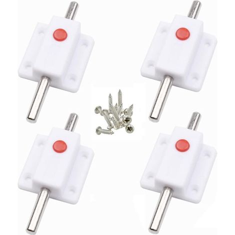 4 pièces Serrure à boulon de porte, Loquet de sécurité à bouton à ressort automatique, Loquets de porte intérieurs et extérieurs pour placard, fenêtres, armoires, chambre, cuisine (Blanc)