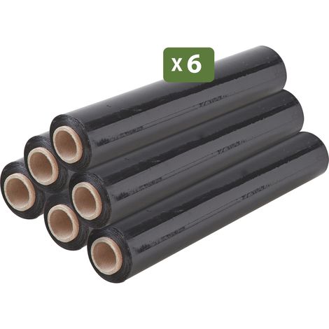 Pack and Move - Lot 6 rouleaux film étirable - 300 m - Noir - Film déménagement Film emballage Film palette Film protection (1/5)