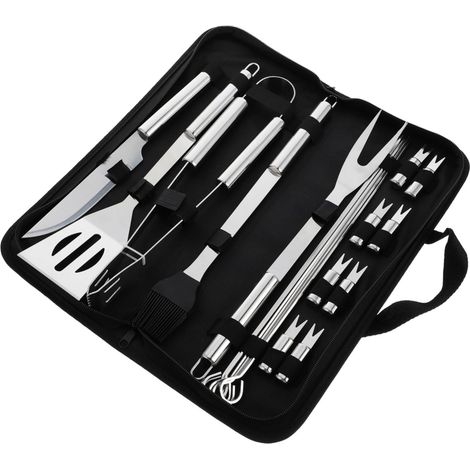 Kit de 21 ustensiles pour churrasco en acier inoxydable, modèle Oxford, portable pour grelhar ao ar livre,