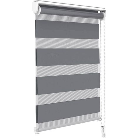 VOUNOT® Doppelrollo klemmfix ohne Bohren, Duo Rollo Klemmrollo für Fenster und Tür, 55x150 cm, Grau (1/5)