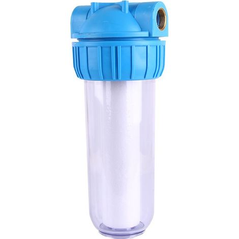 Boîtier de filtre à eau standard transparent de 10 pouces, version plus épaisse, orifice d'entrée/sortie en laiton de 1", support, 4 vis, clé à molette (1/5)