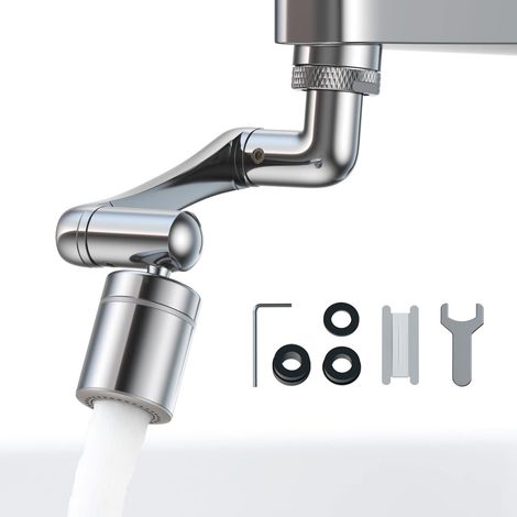 Rallonge Robinet Cuisine Pivotante à 1440° pour Salle Bain Argent (1/5)