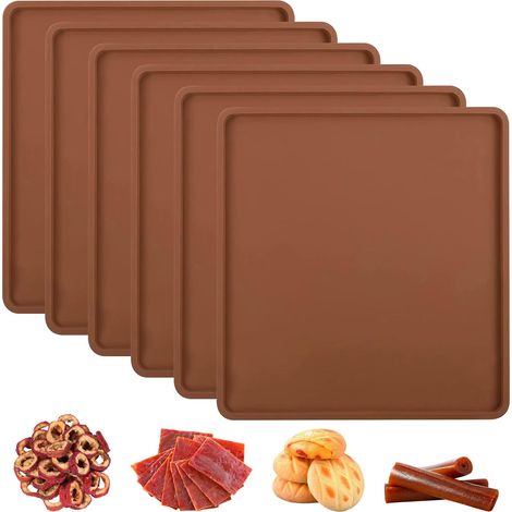 Lot de 6 feuilles de déshydrateur en silicone avec bord, tapis antiadhésif, film de déshydratation réutilisable pour déshydrateur automatique (1/5)