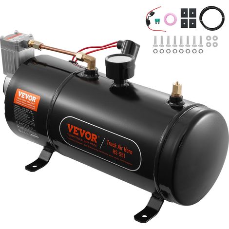 Compresseur d'Air pour Kit de Klaxon Pompe à Air avec Réservoir 3 L 90-120 psi pour Gonflage des Pneus Matelas Pneumatiques Compatible avec Tout Véhicules 12 V Trains Bateaux Voitures Atelier (1/5)