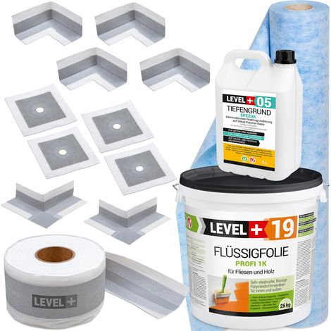 LEVEL+ Dichtset für Duschabdichtung Bad Dichtband Flüssigfolie 25kg SET549 (1/5)