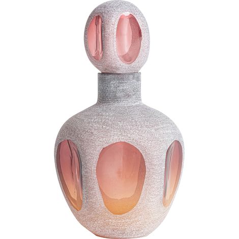 Vase contemporain en verre rose translucide décoratif - Rose translucide contemporain (1/4)