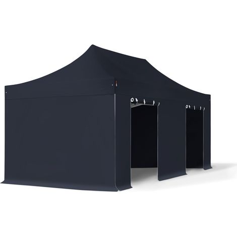 3x6 m Faltpavillon PROFESSIONAL Alu 40mm, Seitenteile ohne Fenster, schwarz (1/5)