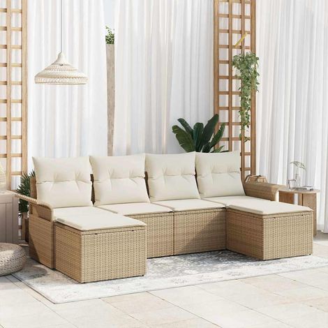 Gartensofa-set 6 Stk. Beige Poly-Rattan vidaXL (1/5)