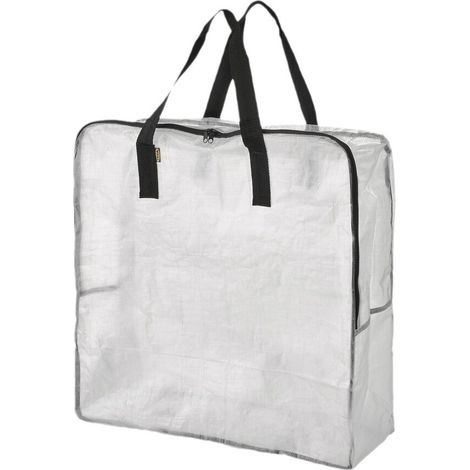 Sollbry Juego de 2 bolsas de almacenamiento transparentes, bolsa grande para mudanzas de 62 x 62 cm con asa de transporte, bolsa para guardar ropa, juguetes y edredones para lavandería, garaje o ático (1/3)