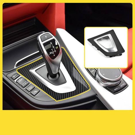 Carbon fiber patterned gearshift lever trim for BMW 3 Series F30 (1/2)