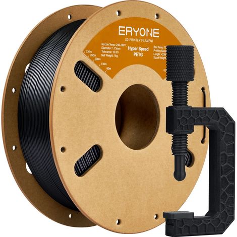 Filamento per stampa 3D, materiale PETG, adatto per stampanti FDM, nero, 3 kg (1/2)