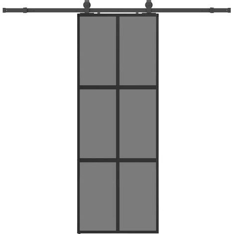 Maison Exclusive - Schiebetür mit Beschlag Schwarz 76x205 cm Hart