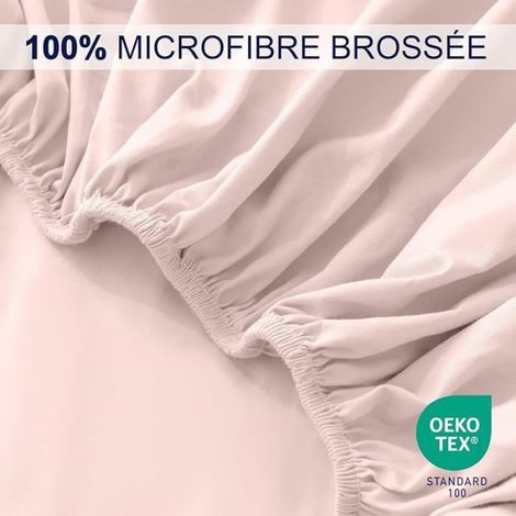 Drap Housse - 90x200 cm - Bonnet 35 cm - 100 % Polyester Microfibre - Oeko-Tex Standard 100 (1/5)