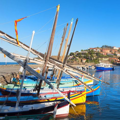 Tableau sur toile port de Collioure 30x30 cm - Impression sur Toile Murale Décorative - Image imprimée en HD sur Toile - Toile sur Châssis en Bois FSC - Fabriqué en France (1/4)