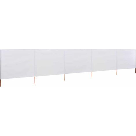 Paravent 5 panneaux Tissu 600 x 160 cm Blanc sable
