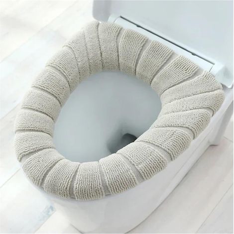 Copriwater elastico in 4 pezzi, morbido e soffice, con lavorazione a maglia a O, ispessito, lavabile, adatto all'uso domestico. (1/5)