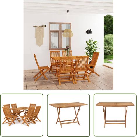 The Living Store 7-tlg. Garten-Essgruppe Massivholz Teak - Gartenmöbel - Essgruppe - Teakholz - Outdoor Furniture - Gartentisch (1/5)
