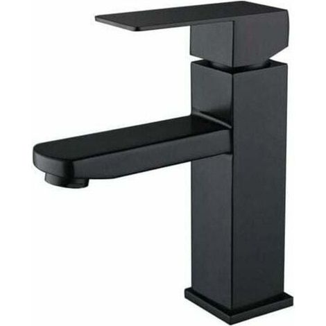 Mitigeur de lavabo Robinet de lavabo noir en acier inoxydable 304 réglable chaud et froid-- (1/5)