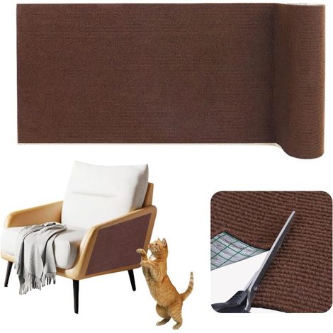 Alfombrilla adhesiva antiarañazos para gatos, protector de sofá, antiarañazos, protege muebles y paredes (marrón oscuro, 30 cm × 1 m) (1/5)